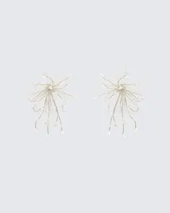 Sandra White Beaded Flower Earrings