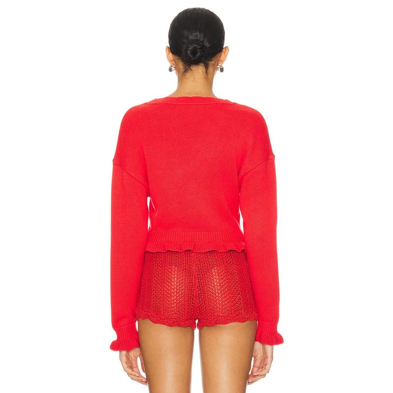 Tularosa Jovien Rosette Cardigan in Beige