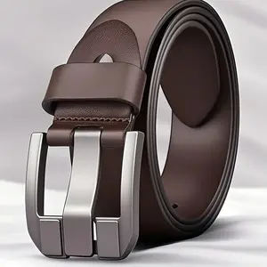 Men's leather belt, retro square wide needle buckle belt, durable belt for business and leisure, ideal choice for gift giving
