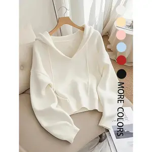 Women's V Neck Drawstring Knitwear, Loose Fit Soft Knit Pullover, Casual Long Sleeve for Early Autumn, Unique Design??gift??