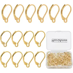 100 count 14K  Filled Leverback Earwires  Earring Hooks, Dangle Ear Wire Findings for DIY  Making Supplies (- Leverback Earwires)