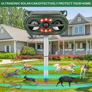 Stop Animals Instantly! Solar Ultrasonic Animal Repeller – Motion Sensor, Flashing Light, Waterproof Garden Protector (No Chemicals Needed)