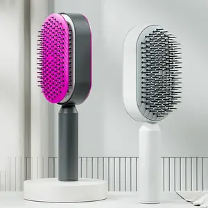 Portable Self-Cleaning Anti-Static Hair Brush with Self-Cleaning Button – Detangling Hairbrush for All Hair Types