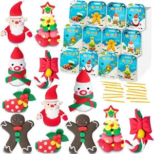 LanMa Air Dry Clay Kit for Kids, 12 Pack Christmas Air-Dry Art Kits with Ultra Light & Soft Modeling Clay, Instructions, Sculpting Tools, Christmas Birthday Gifts for Boys Girls tiger adventure xmas  present Building Blocks Play Set beard wig light-up wat