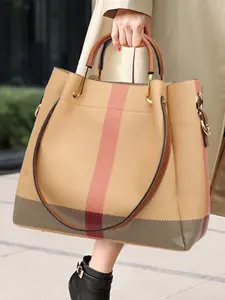 Elegant Zippered Handbag for Women, Fashionable Crossbody Bag, Casual Plaid Work Backpack, Stylish Daily Use Accessory