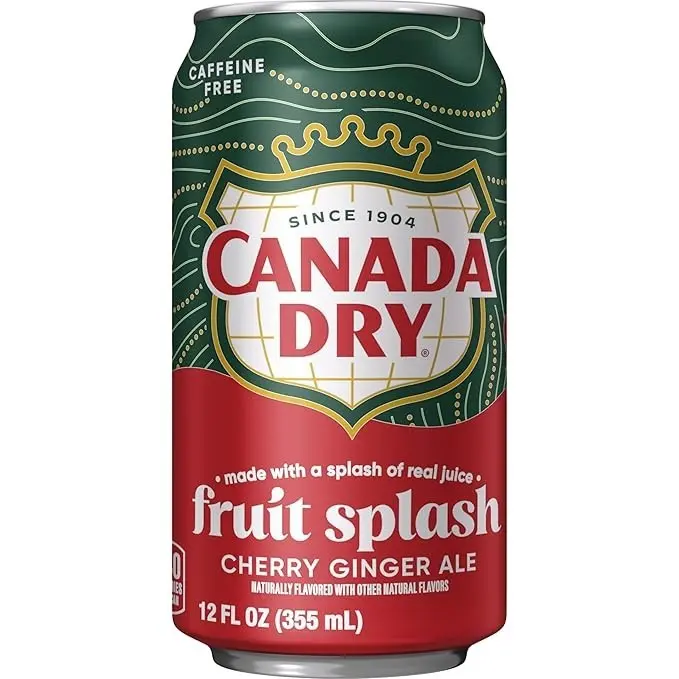 (24 Pack) Canada Dry Fruit Splash Cherry Ginger Ale Soda Soft Drink, 12 Fl Oz