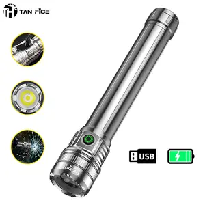 V8MAX High-Power Standard Torch, Rechargeable High Lumen Flashlight with Gathering Lens, 10000mAh Battery, 5 Lighting Modes, Ultra-Bright for Camping, Outdoor Use, High-Power Standard Torches