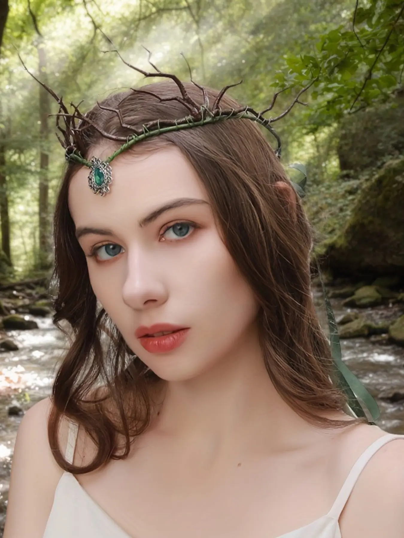 Elegant Branch-Shaped Eyebrow Pendant, Forest Elf Crown Headband, Halloween Spirit Hair Band, Unique Ethnic Style Accessory, Elegant Crown Design, Hair Crowns, Hair Accessories