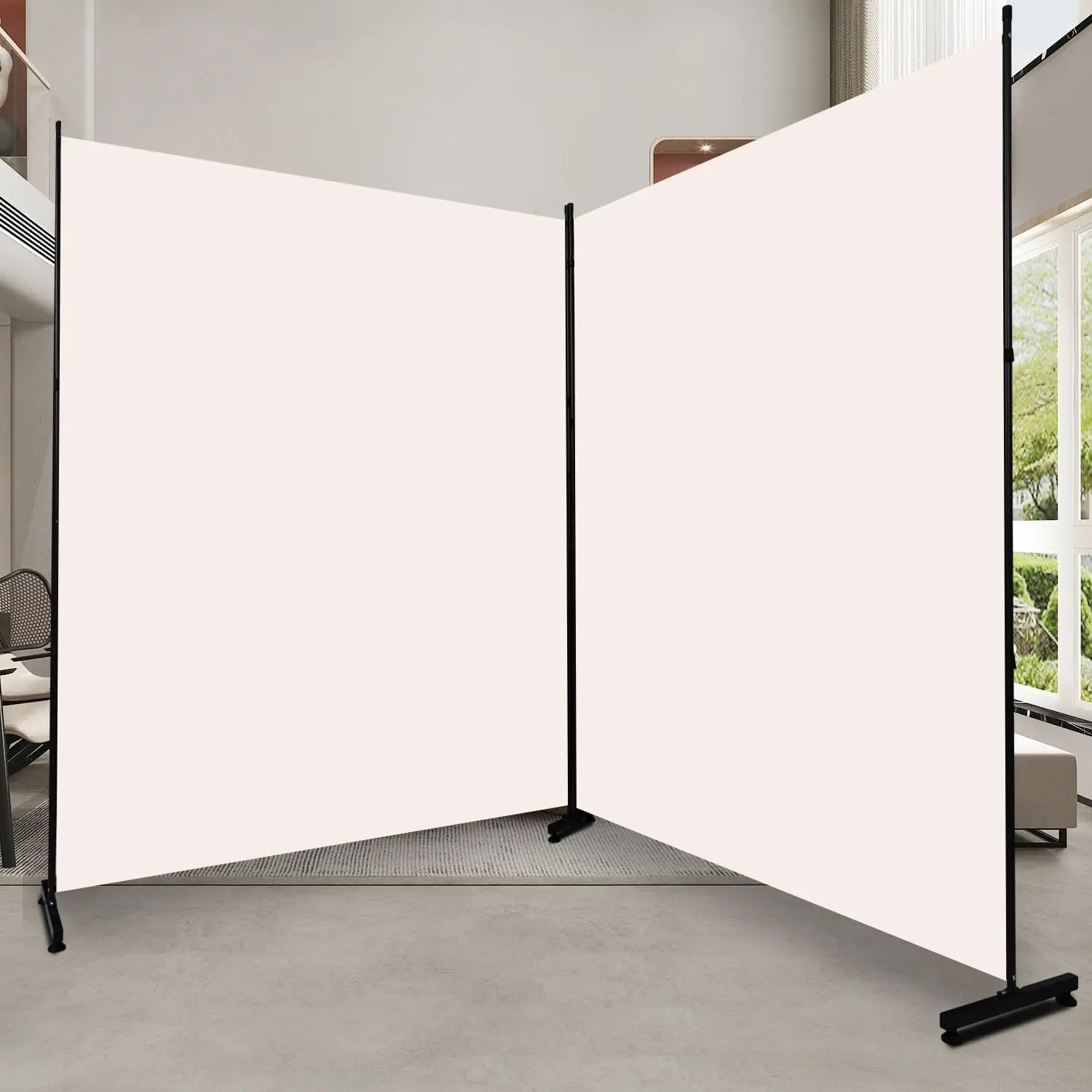 Room Divider 2 Panel Folding Privacy Screen,Wide Wall Divider for Partition | Round Scratch-Resistant Base, Effortless Setup, Portable Temporary Partition Wall for Renter Bedroom,71''Hx142''W Separation