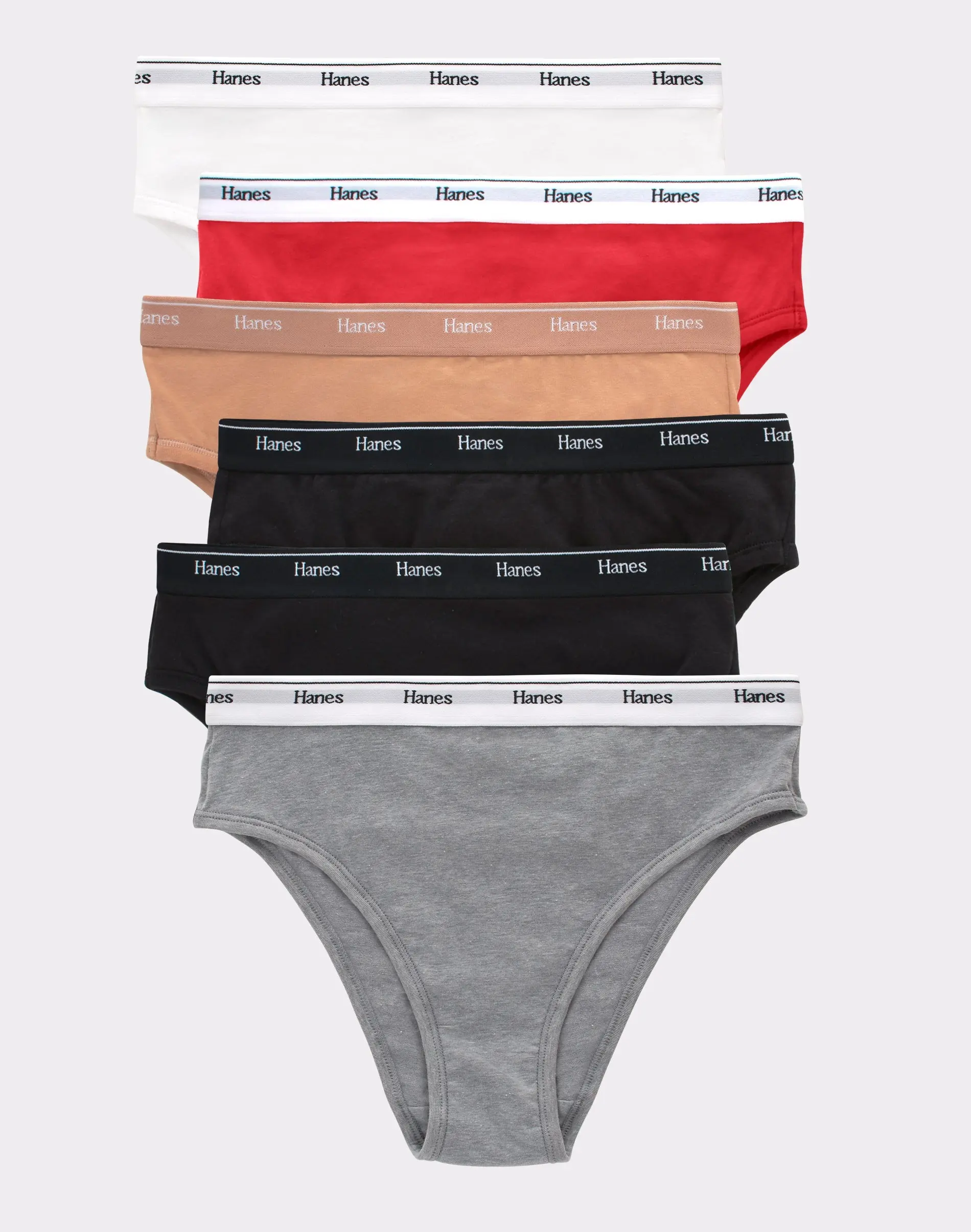 Hanes Originals Women's Hi-Leg Underwear, Breathable Stretch Cotton, 6-Pack Hanes Originals Women's Hi-Leg Underwear, Breathable Stretch Cotton, 6-Pack