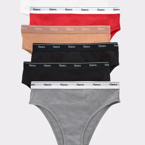 Hanes Originals Women's Hi-Leg Underwear, Breathable Stretch Cotton, 6-Pack