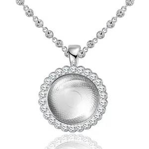 Personalized Custom Memory Round Colorful Photo Pendant Necklace with Simple Zirconia Neck Chain Jewelry