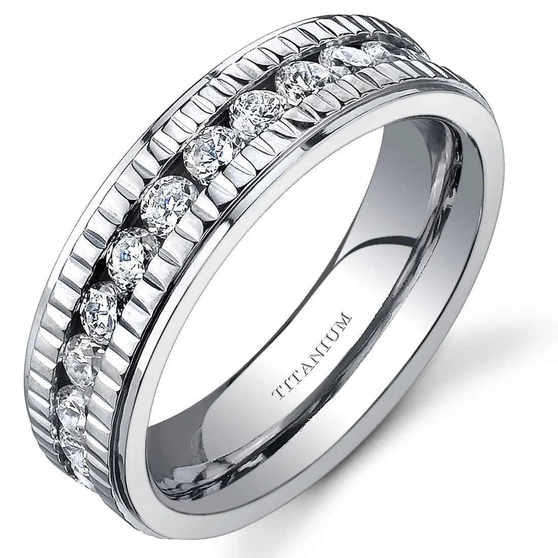 Women's 6mm Titanium Eternity Ring Daily Engagement Birthday Anniversary Female