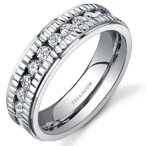Women's 6mm Titanium Eternity Ring Daily Engagement Birthday Anniversary Female