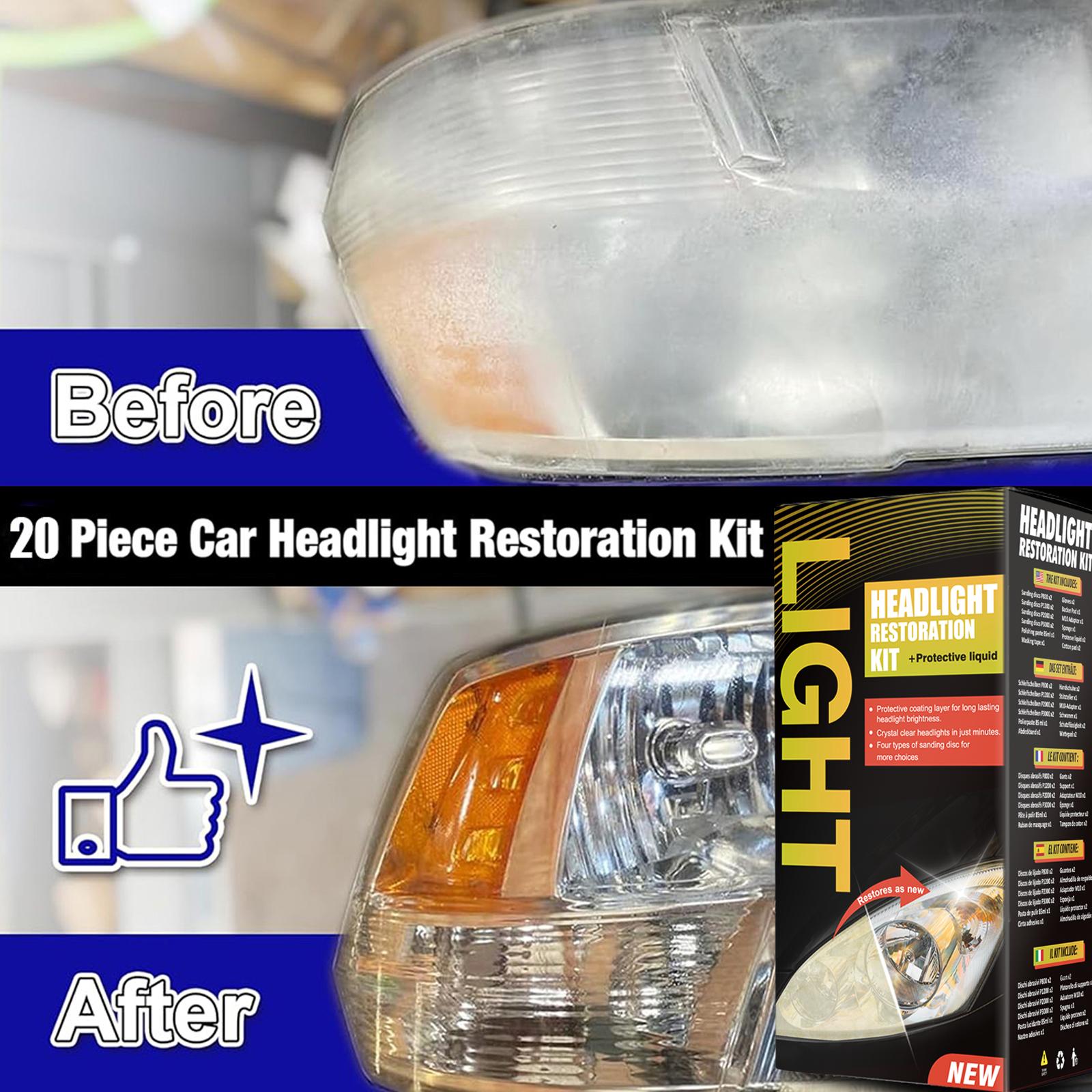 XPERTCHEMY Headlight Restoration Kit Uncharged Headlight Repair Set Featuring Protective Coating Comes with Polishing Papers And Polish Paste