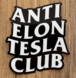 Anti Elon Tesla Club Die-Cut STATIC CLING Vinyl Non-Adhesive Window Sticker Bumper Sticker For Tesla Owners For Model X Y Z 3 Elon Musk