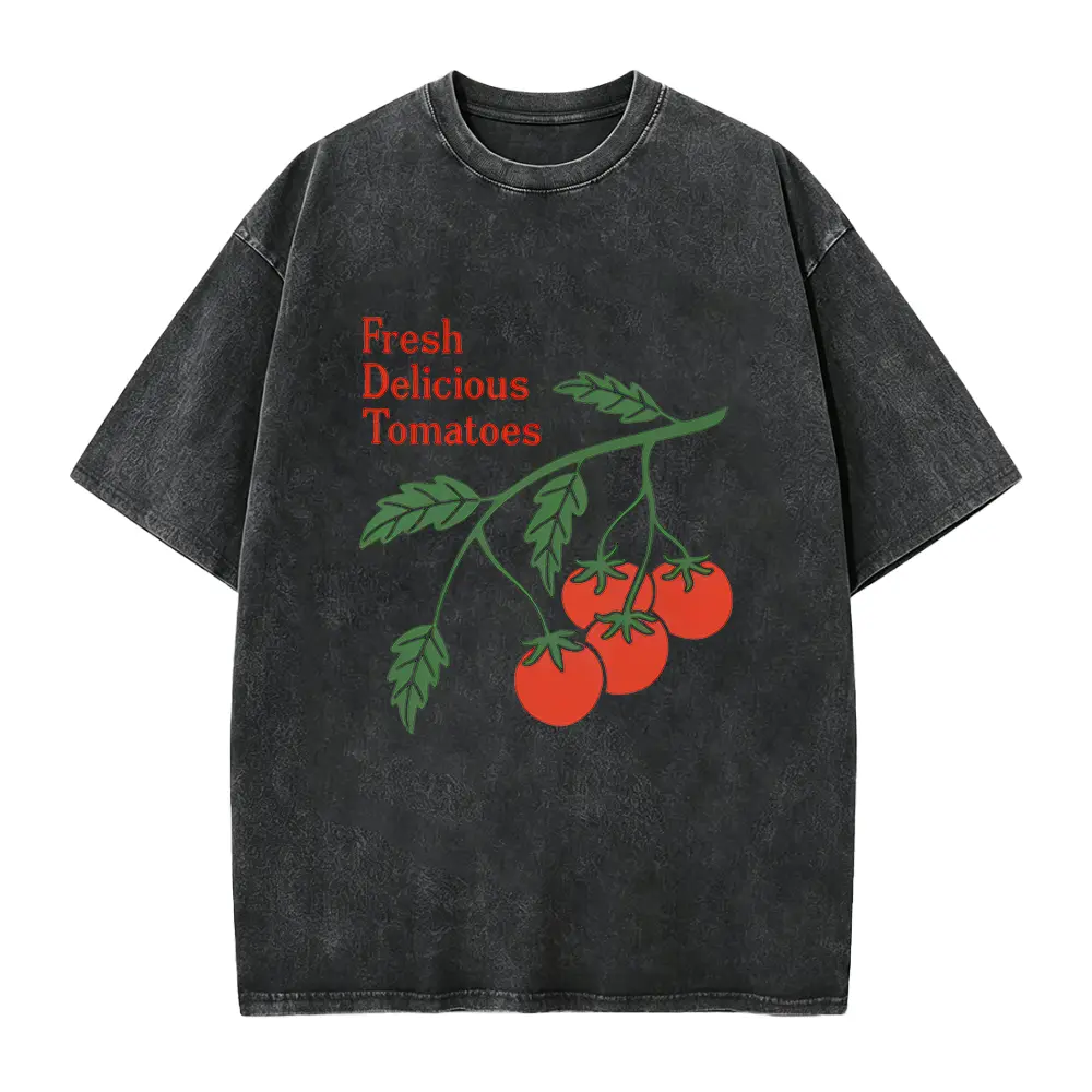Men's Tomato Vine Graphic T-Shirt, Soft 100% Cotton Fabric, Lightweight Short-Sleeve Menswear with a Round Neck, Graphics, Smooth, Digital Print, Fresh Produce Design, Graphic Print, Check Size