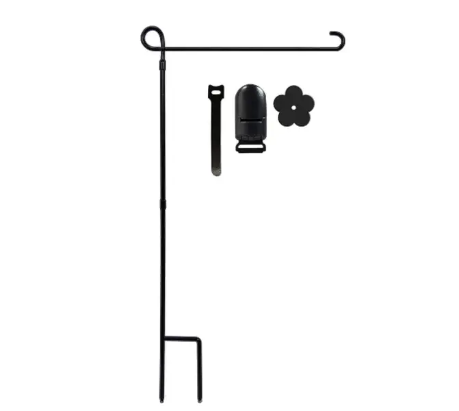 Garden Flag Holder Stand, Premium Yard Flag Holder Weather-Proof Metal Powder-Coated Flagpole with Clip and Stopper for Christmas Garden Flag, Outdoor Garden Decor Decoration