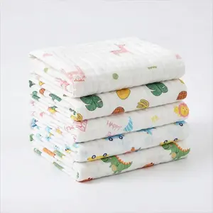 Soft Breathable Cotton Shower Towels, 3 Pack/5 Pack Bathroom Towel Set, Six-Layer Washed Design, Printed Pattern, Suitable for Bathing, Face Washing, Sweat Moments