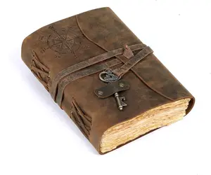 Compass Vintage Leather Journal Antique Handmade Leather Bound Journal 240 Pages with Deckle Edge Paper Diary 4X6 Inch