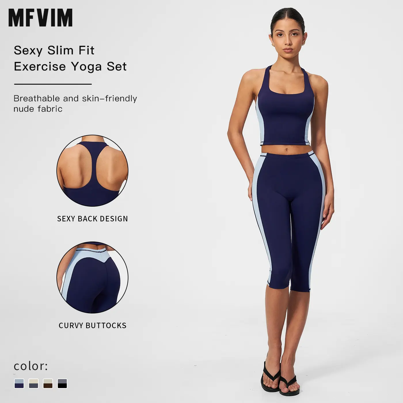 MFVIM Women’s Color-Block Yoga Set — short sports tank top with a flattering V-back design, high-waisted butt-lifting leggings, quick-dry, second-skin feel, two-piece set,travel essentials,camping essentials