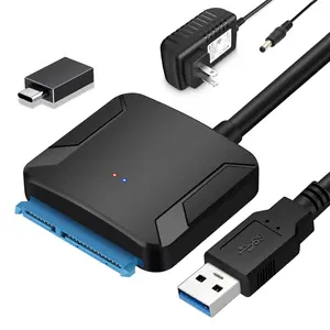 SATA to USB 3.0 Adapter, External Hard Drive Converter Cable for 2.5" 3.5" HDD, SSD with Power Supply