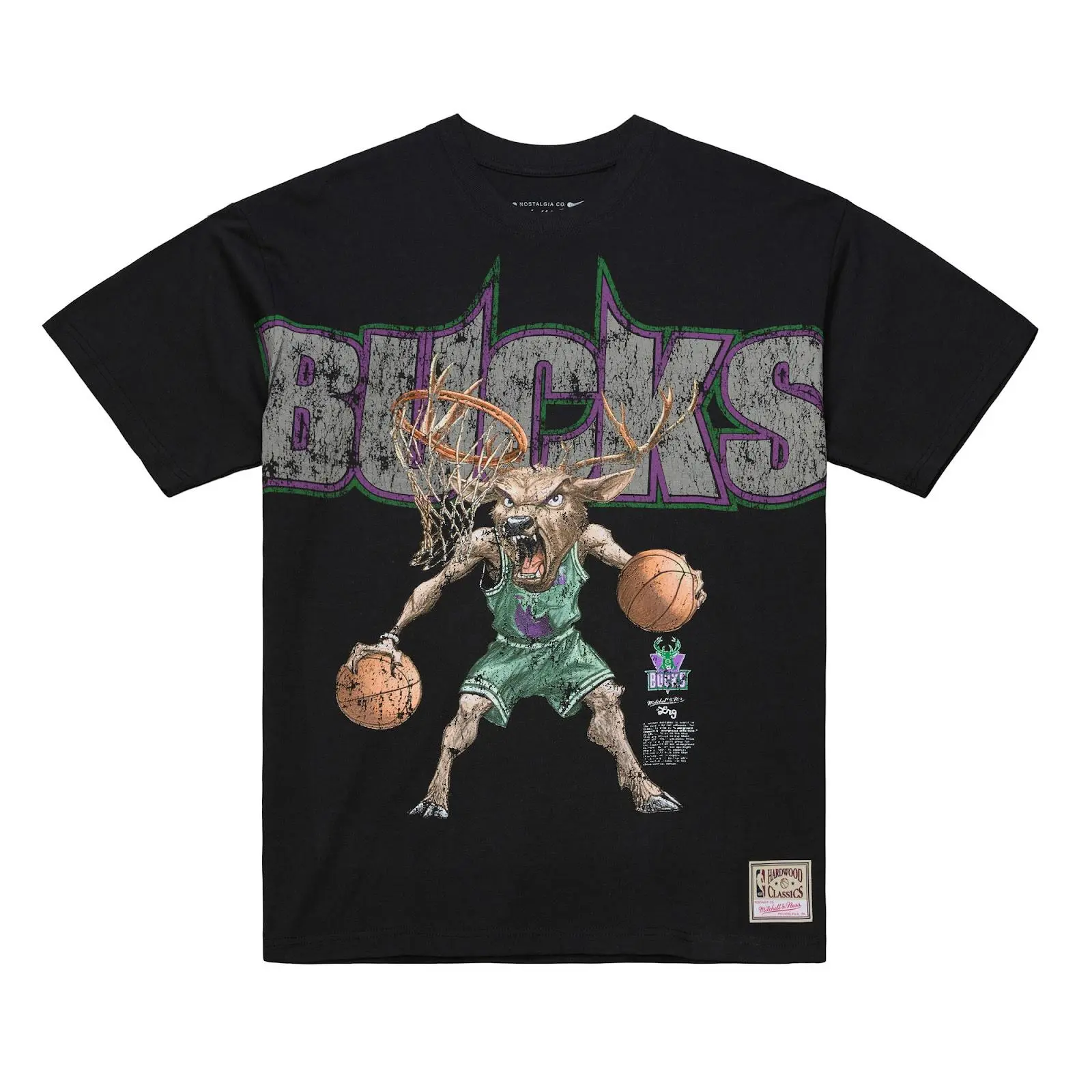 Milwaukee Bucks M&N Black Wild Art T-Shirt