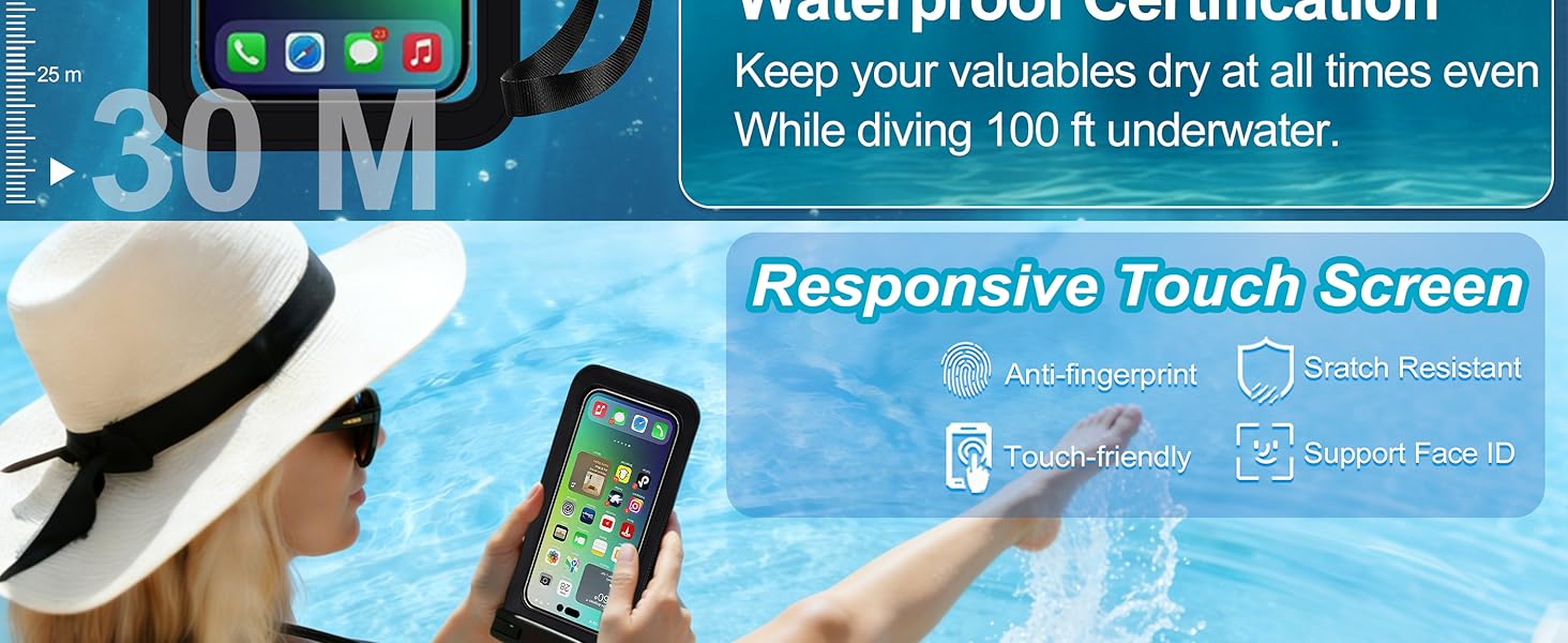 Up to 8.3" 6 Pack Multicolor Universal Waterproof Phone Pouch, Phone Waterproof Case Dry Bag,Protection Level: IP68,Outdoor for Apple iPhone,Samsung,and More,White,Blue,Red,Purple,Yellow,Green