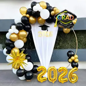 67pcs 2026 Graduation Arch Balloon Set, Balloon Decorations Kit, Gold Latex Balloons, Gold Star, Hat, Aluminum Foil Balloons, Party Decorations