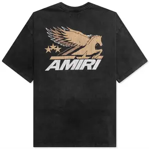 Amiri Vintage Pegasus Logo Short Sleeve Tee Shirt Black Multi