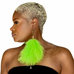 Feather Earring Apple Green  Plumes Fluffy Marabou Down Short Tassel Feather Earrings