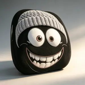 2 Pcs Cute Grinning Cartoon Face Knit Beanie Design Car Headrest Covers, Soft Washable Universal Auto Headrest Protectors, Car Decor Interior Accessories for Most Vehicles (Father's Day Gift)