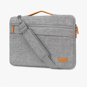 MOSISO 360 Protective Laptop Shoulder Bag 15.6 inch, 15-16 inch Side Open Computer Bags Compatible with MacBook Pro 16/Air 15, HP Dell Asus, Laptop Messenger Bag with Trolley Sleeve & Pockets, Gray