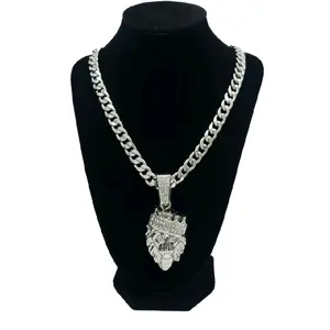 Silver Color King Lion Necklace 23 inch Chain