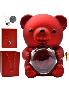 Surprise Creative Hug Bear Rotating Gift Box, Heart Box, Christmas Ring Necklace Jewelry Storage, Mother's Day Present, Valentine's Day & Birthday