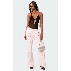 Edikted Women's Alva Open Back Sheer Mesh Bodysuit