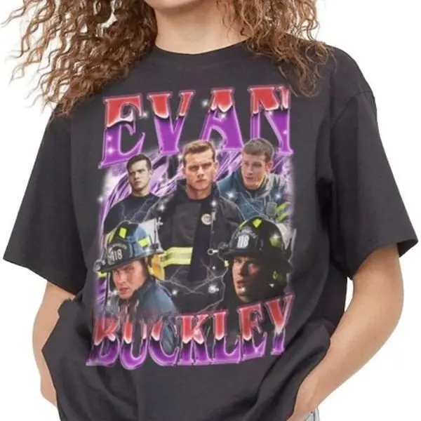 Evan Buckley Vintage T-Shirt Firefighter TV Show Graphic Tee Unisex Cotton Fan Shirt