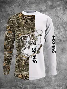 Men's Cotton-Like Long Sleeve Patchwork T-Shirt, Gym Fitness T-Shirt, Comfortable Sport Top for Spring and Autumn, Casual Fitted Style