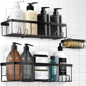 3-Pack Bathroom Organizer Set Shower Caddy Adhesive Shelves for Bathroom Wall Storage, Shower Accessories Rack with Soap Dish Holder, Bathroom Decor and Storage Essentials Waterproof