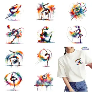 12 Piece Gym Iron-On Transfer Patches, DIY Heat Press Decorative Patches for T-Shirts, Jeans, Hats, Bags, Easy Peel & Stick Fabric Transfers