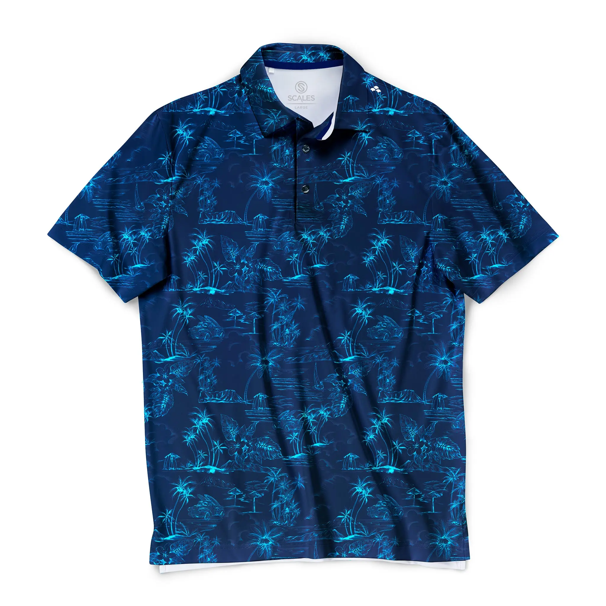 Scales Gear, Old Skool Men's Polo Shirt, Golf & Coastal Casualwear, UV Protection & 4-Way Stretch Comfort, Lightweight Fabric