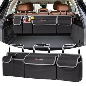 Sports style car Oxford folding seat rear storage bag, trunk storage box, sport sports logo, non-slip compartment luggage storage box tool car, storage box, cross-country camping home finishing container is suitable for most models.