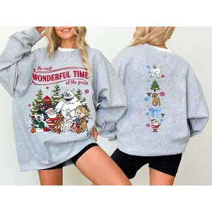 Vintage Rudolph Christmas Sweatshirt Women's Long Sleeve Crew Neck Casual Hoodie with Cartoon Print for Summer