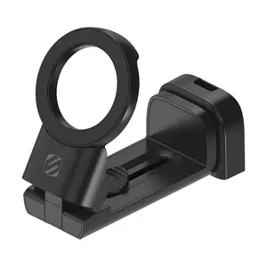 Scosche Travel Mount MS - Magnetic Phone Mount for iPhone 12 & Later with MagSafe Compatibility & Metal Ring for Android Phones - Includes ¼" Tripod Adapter