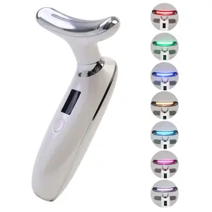 FADUIIO 7 Color LED Face & Neck Beauty Device, EMS Microcurrent Facial Massager Skin Care Tool