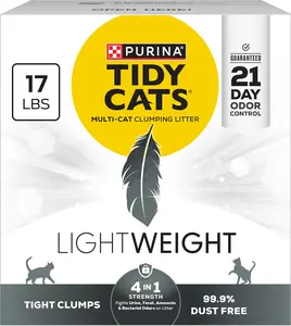 Purina Tidy Cats Lightweight 4-In-1 Strength Multi-Cat, Odor Control, Clumping, 99.9 Percent Dust Free Cat Litter - 17 Lb. Box Nestle Purina Pet