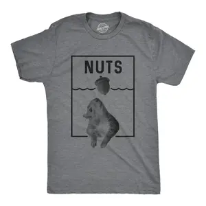 Mens Nuts Jaws Squirrel Parody T Shirt Funny Novelty Shark Movie Graphic Tee for Guys Mens Funny T Shirts Cool Vintage Fashion T-Shirt Gift Classic Menswear Shark Apparel for Men Funny Sarcastic Short Sleeve Dark Grey