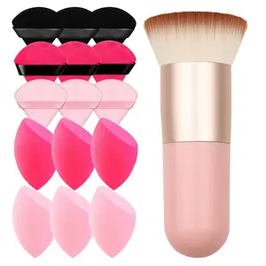 Makeup Foundation Brush Set with 15-Piece Powder Puff & Sponges for Liquid Cream and Powder Blending Reusable Washable Ideal for Easter and Birthday Gifts