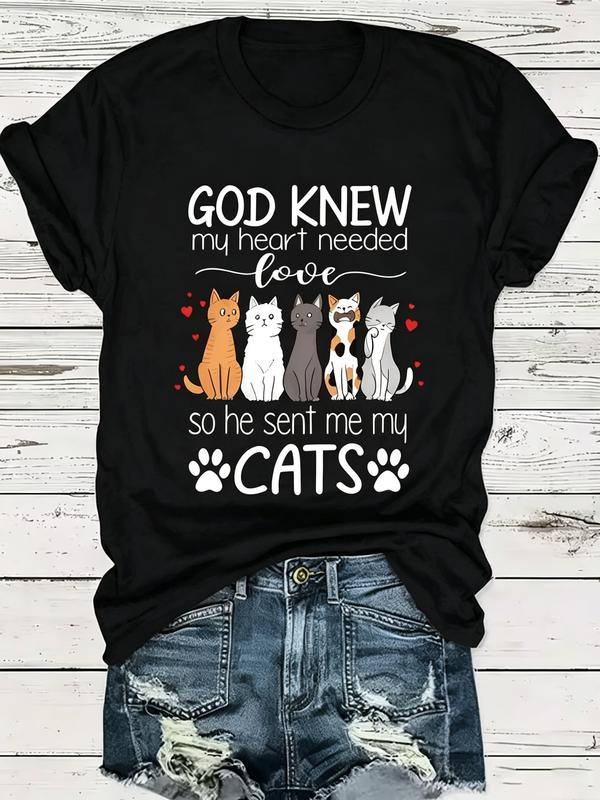 Women's Comfortable Short-Sleeved Printed T-Shirt - Unisex Stylish Casual Round Neck, Soft Fabric, Heartfelt Love Quote Text, Machine Washable, Street Wear, Everyday Tops for Women, All-Season Wear