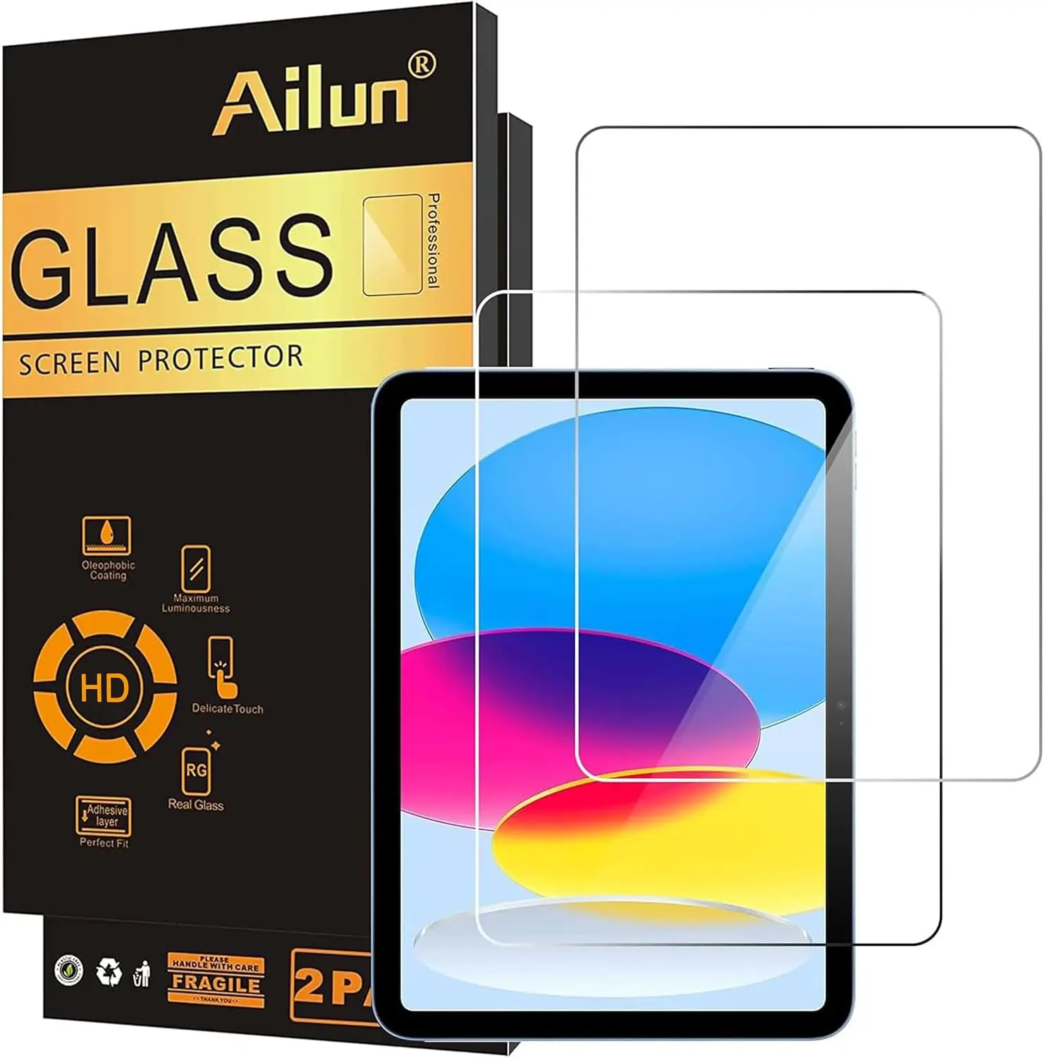 Tempered Glass Screen Protector 2-Pack for iPad 11th Gen A16 (2025, 11 in) & 10th Gen (2022, 10.9 in) - Face ID Compatible, Apple Pencil Friendly, Ultra Sensitive, Case Friendly